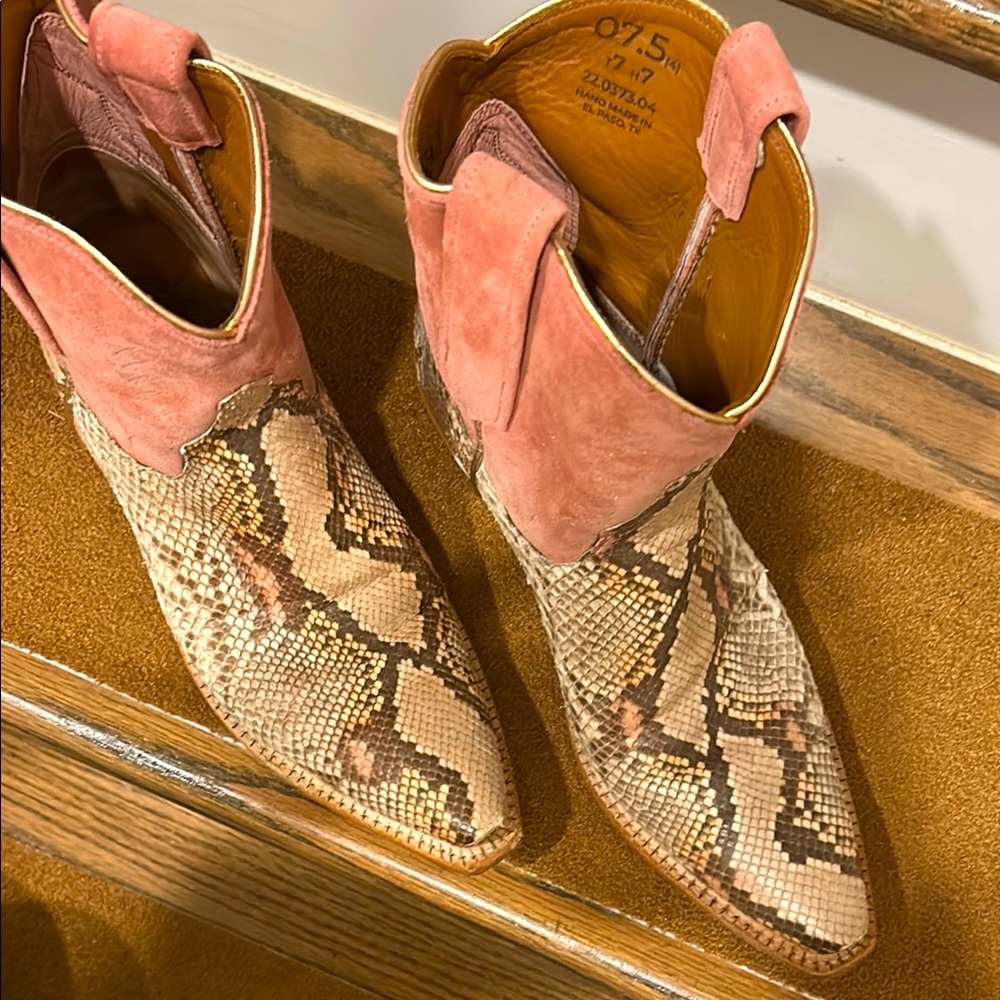 Handmade KemoSabe brand snakeskin cowboy boots